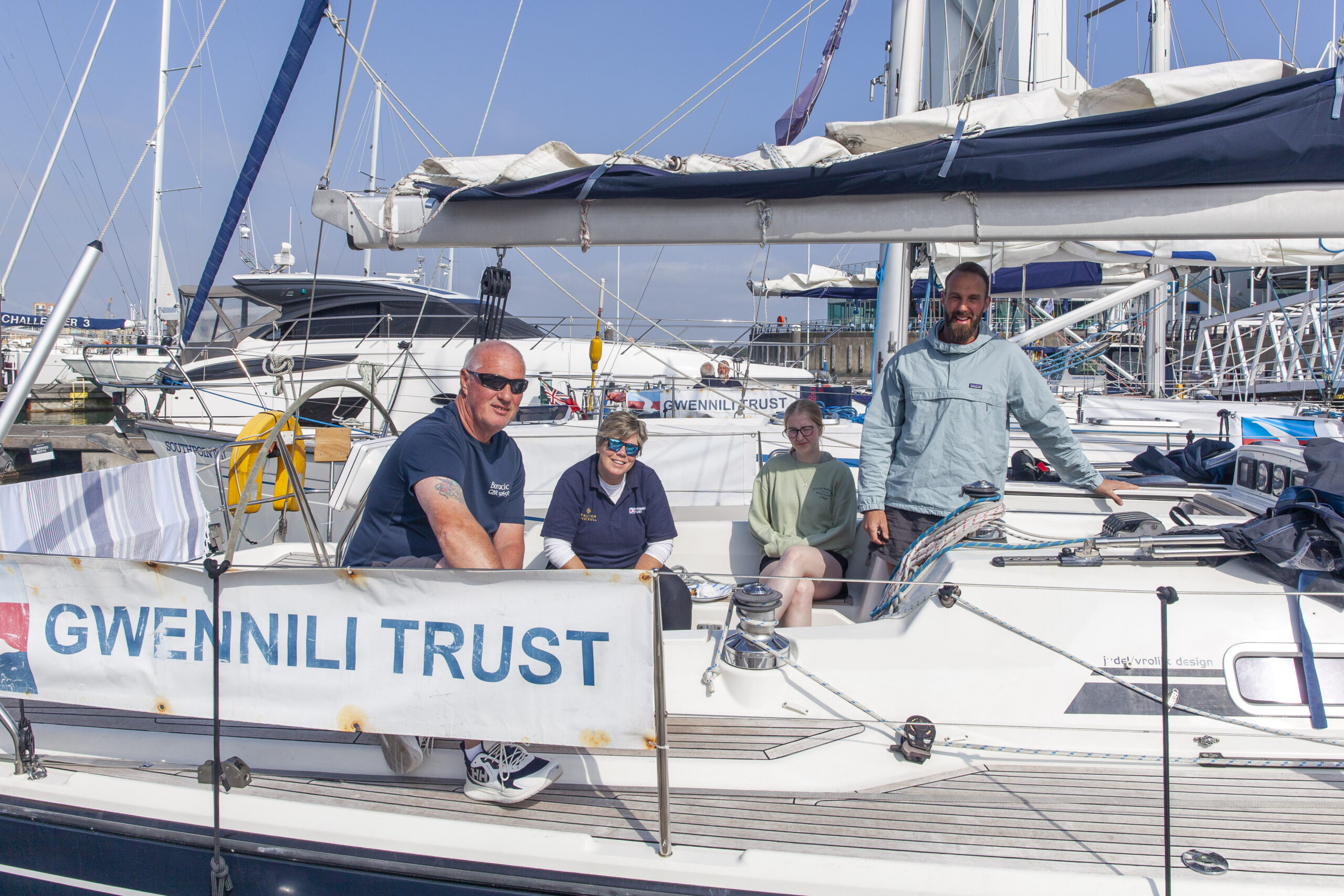 Veterans and crew relaxing on a Gwennili Trust yacht